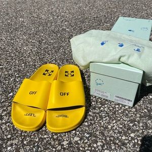 Off White Women Slides in bright yellow